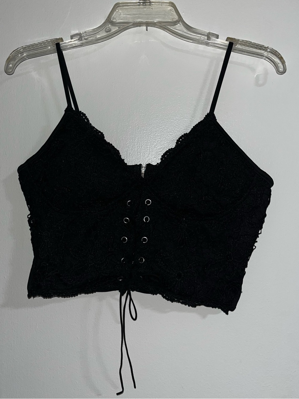 ROMWE Black Lace Corset Crop Cami